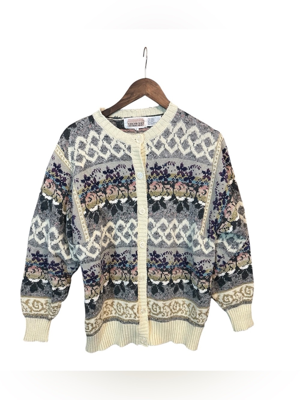VTG The Import Workshop Cardigan Sweater Large Grandma Floral Cottagecore 90s